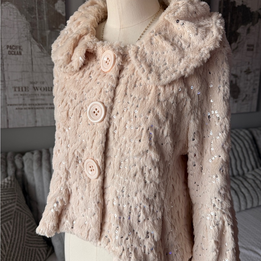 Elegant Cream Sequin Jacket Body language Paris women’s size M‎